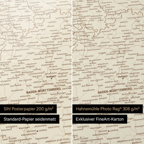 Duitsland-kaart TRAVEL® Premium Poster – Schat Goud