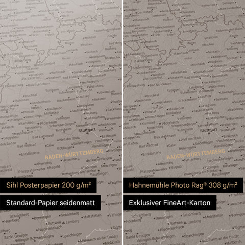 Duitsland-kaart TRAVEL® Premium Poster – Warmgrijs (Bruin-Grijs)