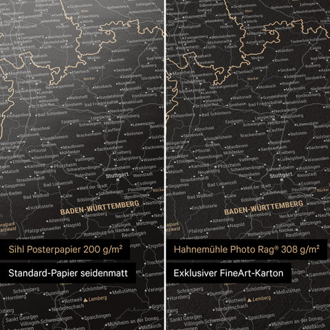 Duitsland-kaart TRAVEL® Premium Poster – Licht Zwart (Wit-Zwart)