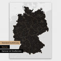 Neutrale und schlichte Standard-Ausführung einer Deutschland-Karte als Poster in Light Black