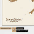 Magnetische Weltkarte als England & Irland-Karte mit Personalisierung und eigedruckten Namen