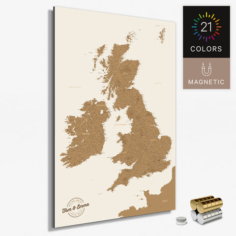 Magnetische England & Irland-Karte als Magnetboard zum Pinnen und Markieren von Reisezielen kaufen