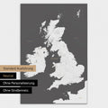 Neutrale Ausführung einer England-Karte in Farbe Dunkelgrau ohne Personalisierung