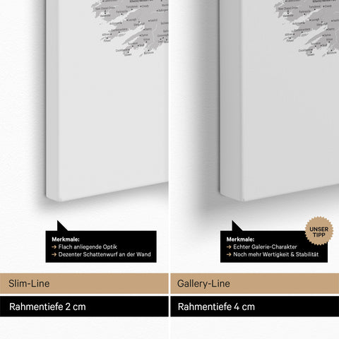 UK England & Ireland Map TRAVEL® Push Pin Map – Coolgray (Light Gray)