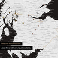 Detail einer England- & Großbritannien-Karte als Pinn-Leinand in Farbe Schwarz-Weiss mit Kartenausschnitt von Schottland