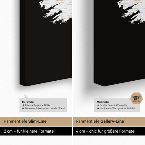 UK England & Ireland Map TRAVEL® Push Pin Map – Dark Black (Black and White)