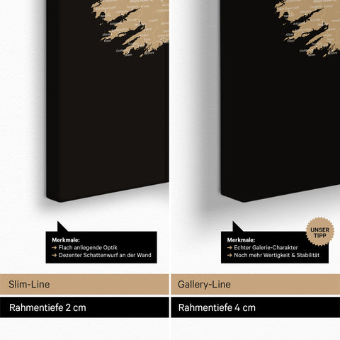 UK England & Ireland Map TRAVEL® Push Pin Map – Sonar Black (Black-Gold)