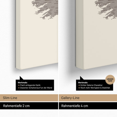 UK England & Ireland Map TRAVEL® Push Pin Map – Warmgray (Brown-Gray)