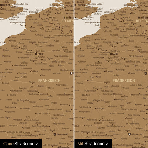 Push Pin Europe Map TRAVEL® (Pinboard) – Bronze