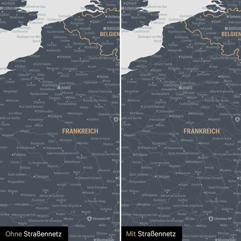 Push Pin Europe Map TRAVEL® (Pinboard) – Denim Blue