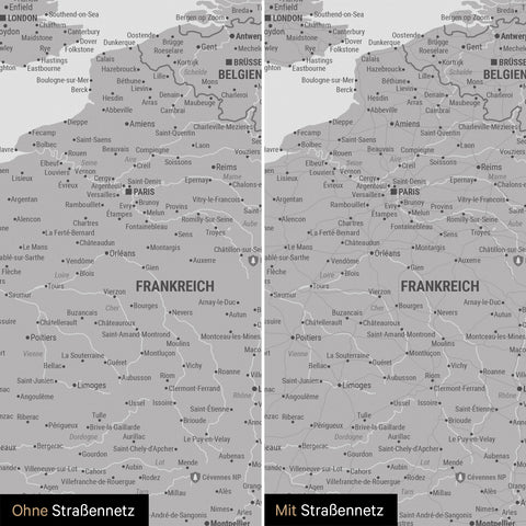 Push Pin Europe Map TRAVEL® (Pinboard) – Coolgray