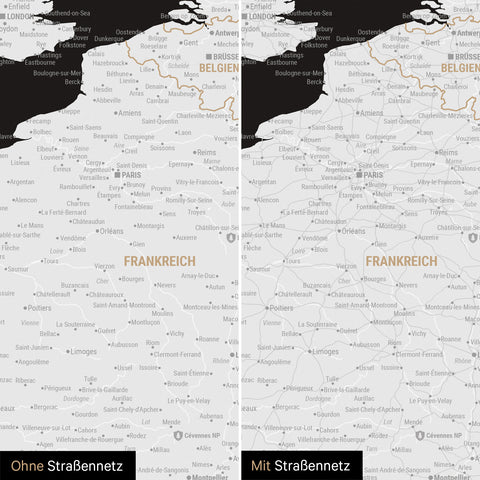 Push Pin Europe Map TRAVEL® (Pinboard) – Dark Black