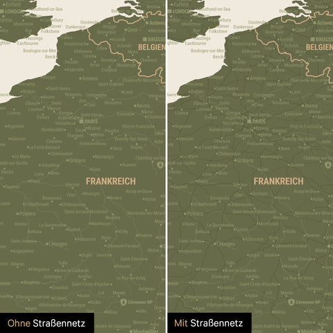 Europe Map TRAVEL® Magnetic Board – Olive Green