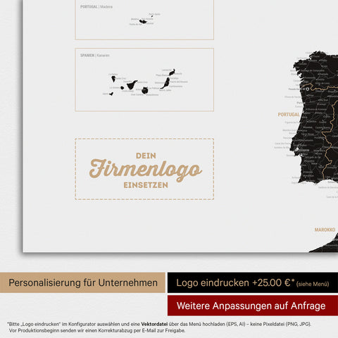 Europe Map TRAVEL® Magnetic Board – Light Black