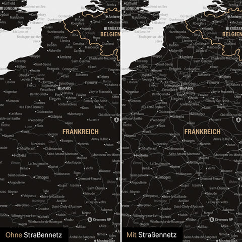 Europe Map TRAVEL® Magnetic Board – Light Black