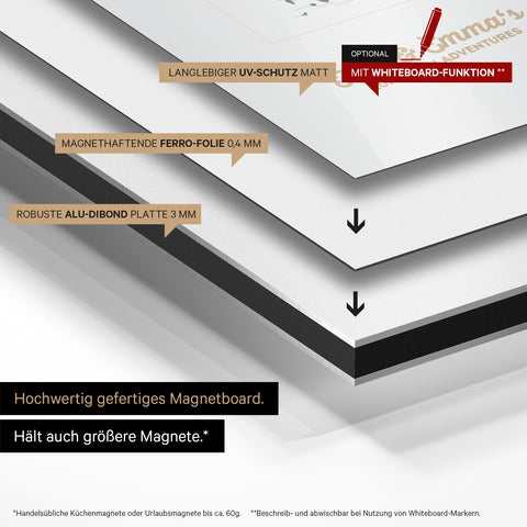 Europakarte auf magnethaftende Ferro-Folie gedruckt, auf Alu-Dibond-Tafel geklebt und mit UV-Schutz kaschiert