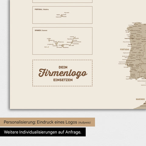 Europa-kaart TRAVEL® magneetposter – woestijnzand (beige)