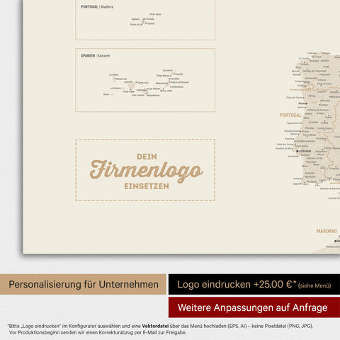 Europa-kaart TRAVEL® magneetposter – goud