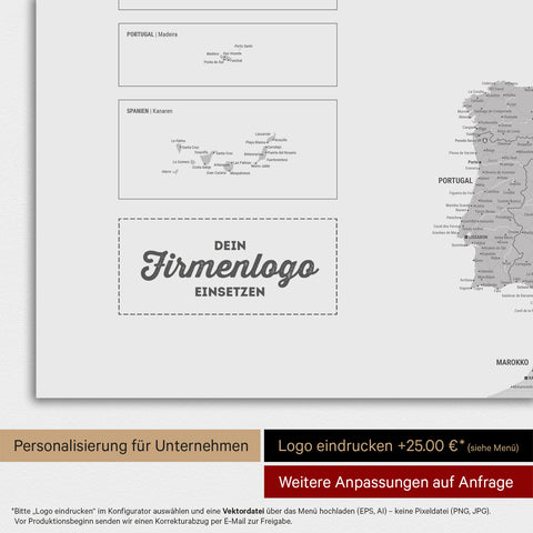 Europa-kaart TRAVEL® magneetposter – Coolgray (lichtgrijs)