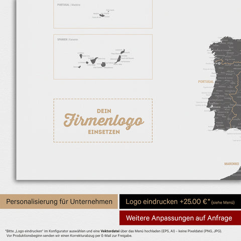 Europa-kaart TRAVEL® magneetposter – lichtgrijs