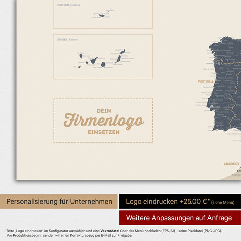 Europa-kaart TRAVEL® magneetposter – Navy Light