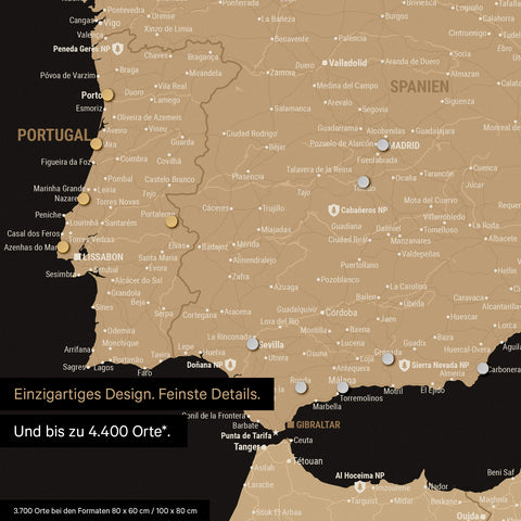 Ausschnitt einer Europakarte als Magnetposter in Sonar Black zeigt einen Ausschnitt von England, Frankreich und Belgien