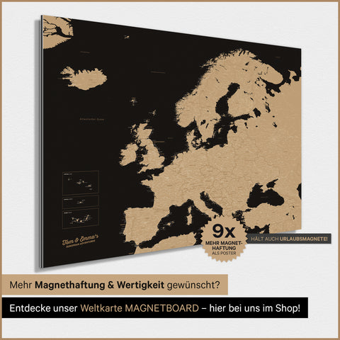 Europa-kaart TRAVEL® magneetposter – Sonar Black