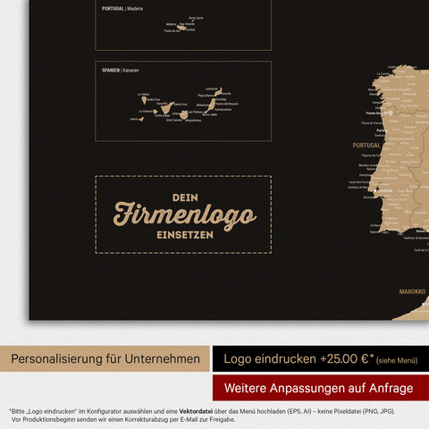 Europa-kaart TRAVEL® magneetposter – Sonar Black