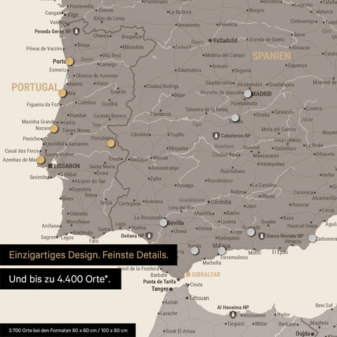 Ausschnitt einer Europakarte als Magnetposter in Warmgray (Braun-Grau) zeigt einen Ausschnitt von England, Frankreich und Belgien