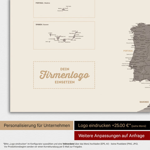 Europa-kaart TRAVEL® magneetposter – warmgrijs (bruin-grijs)