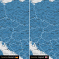 Europa Landkarte Design in Blau wahlweise in deutscher oder englischer Sprache