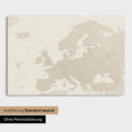Neutrale Standard Ausführung der detaillierten Europakarte als Pinnwand Leinwand in Gold ohne Personalisierung