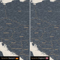 Europa Landkarte Design in Navy Light wahlweise in deutscher oder englischer Sprache