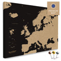 Europakarte in der Farbe Treasure Gold in einem modernen, minimalistischem Design als Leinwand zum Pinnen von Reisen und Orten