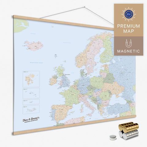 Magnetische Europakarte Magnet-Poster in der Farbe Multicolor Atlas in modernem, minimalistischen Design zum Pinnen und Markieren von Reisezielen kaufen