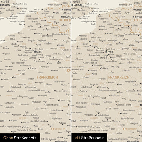 Europe Map TRAVEL® Premium Poster – Gold