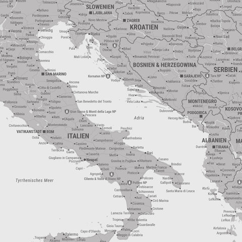 Europa Landkarte Poster in Hellgrau zeigt einen Ausschnitt von England, Frankreich und Belgien