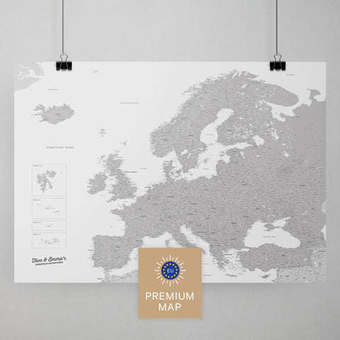 Europa Karte in der Farbe Hellgrau in einem modernen, minimalistischem Design als Poster kaufen