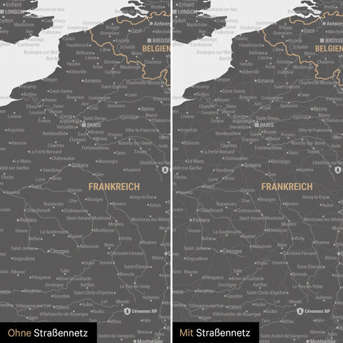 Europe Map TRAVEL® Premium Poster – Light Gray