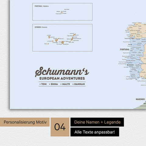 Europe map TRAVEL® Premium Poster – Multicolor Atlas (Political map)