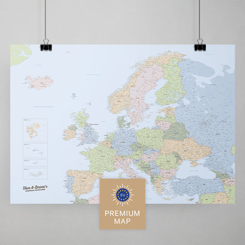 Europa-Kaart TRAVEL® Premium Poster – Multicolor Atlas (Politieke Kaart)