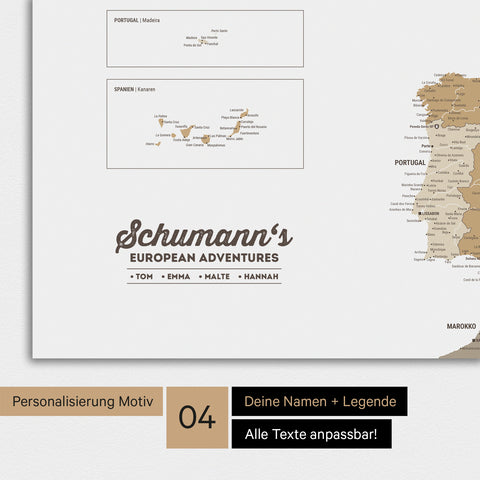 Europe Map TRAVEL® Premium Poster – Multicolor Beige