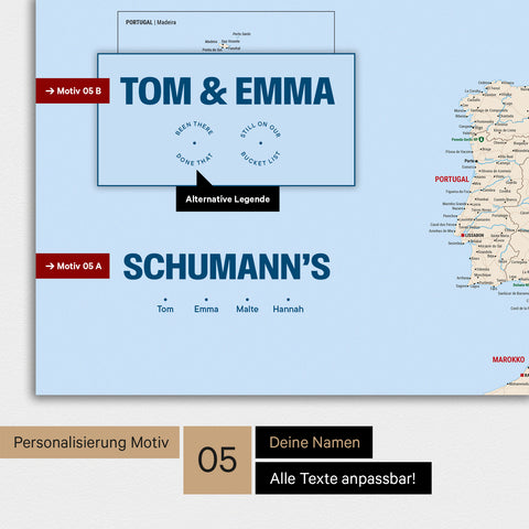 Europa Karte als Poster in Multicolor Classic mit Personalisierung als Logo mit einer Weltkugel