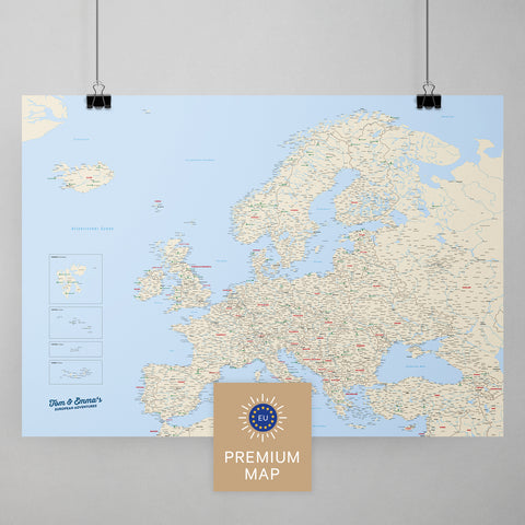 Europa Karte in der Farbe Multicolor Classic in einem modernen, minimalistischem Design als Poster kaufen