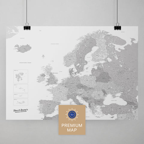 Europa Karte in der Farbe Multicolor Grau in einem modernen, minimalistischem Design als Poster kaufen