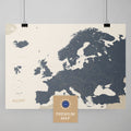 Europa Karte in der Farbe Navy Light in einem modernen, minimalistischem Design als Poster kaufen
