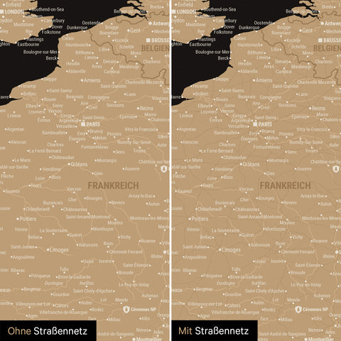 Europe Map TRAVEL® Premium Poster – Sonar Black