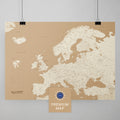 Europa Karte in der Farbe Treasure Gold in einem modernen, minimalistischem Design als Poster kaufen