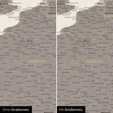 Europe Map TRAVEL® Premium Poster – Warmgray