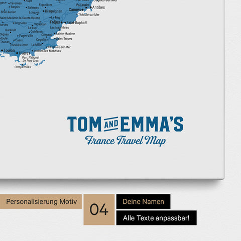 France Push Pin Map TRAVEL® (Pinboard) – Ocean Blue